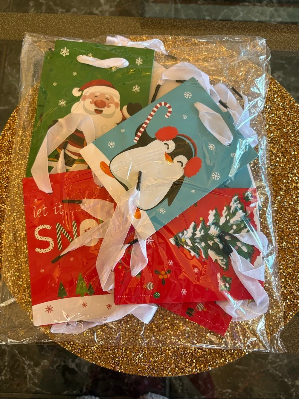 Festive NWT Holiday Gift Bag Set of 10 Red, Green, Blue, White.